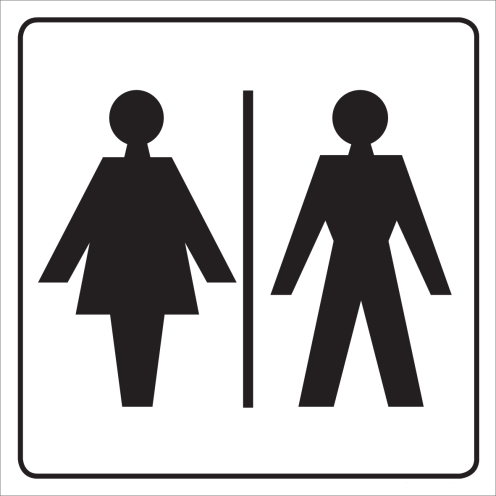 Bord met pictogram voor aanduiding ruimte voor dames en heren