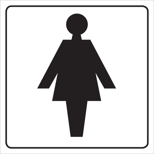 Bord met pictogram voor aanduiden ruimte voor dames wit