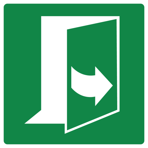 Bord met pictogram nooduitgang trekken linkerklant ISO 7010