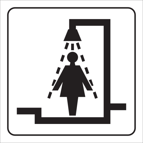 Wit bord met pictogram voor aanduiding douche voor dames