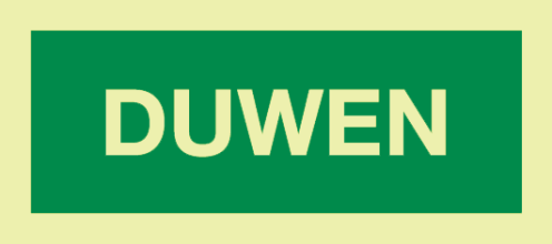 Fotoluminescerend bord met tekst DUWEN