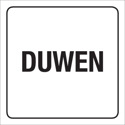 Wit bordje met de tekst Duwen voor bv op een deur