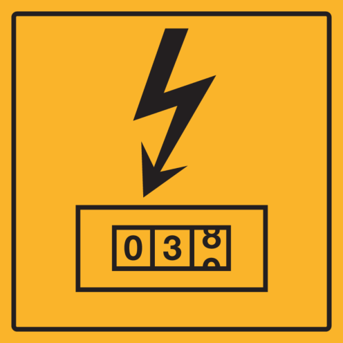 Bordje met pictogram voor het aanduiden van de locatie van de elektrameter
