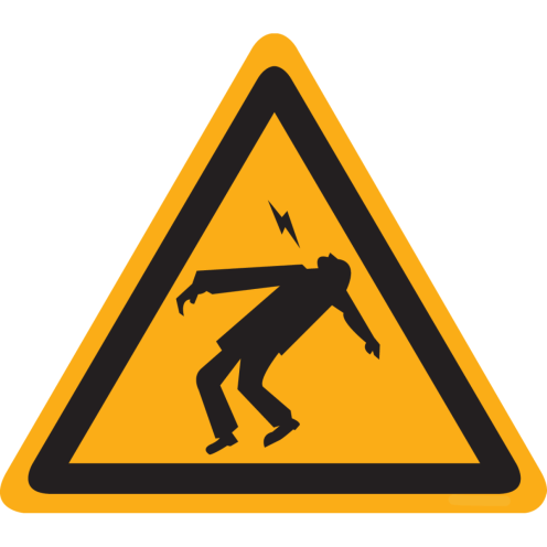 Bord met pictogram "Elektrocutie Gevaar"