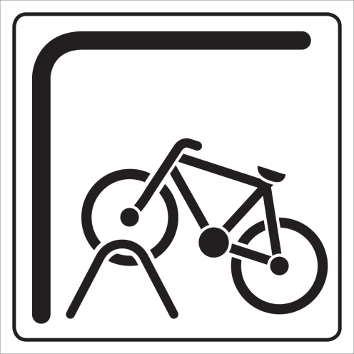 Wit bord met pictogram voor het aanduiden van een fietsenstalling