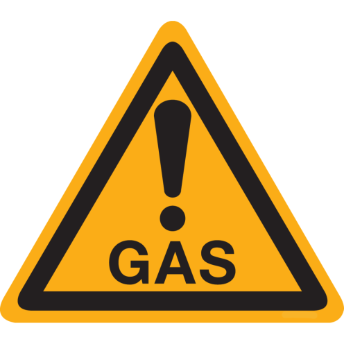 Bord met pictogram waarschuwing Gas