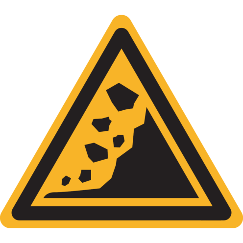 Bord met pictogram "Waarschuwing Aardverschuiving" - ISO 7010 - W078