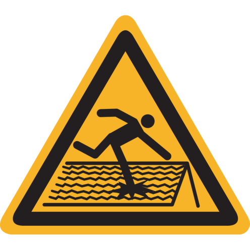 Bord met pictogram doorzak gevaar dak - ISO 7010 - W036