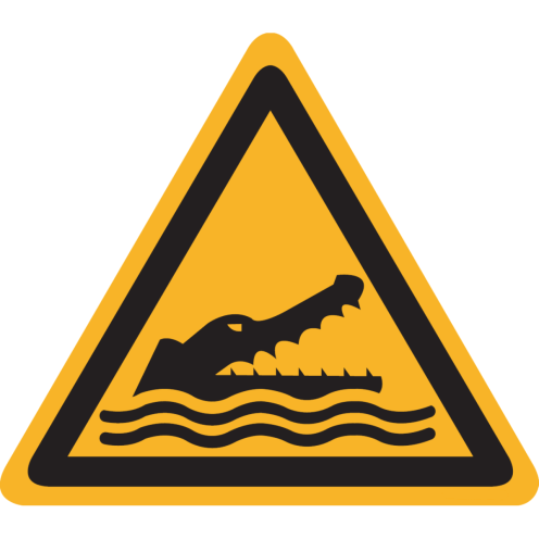 Bord met pictogram "Waarschuwing Krokodillen, Alligators en Kaaimannen" - ISO 7010 - W067