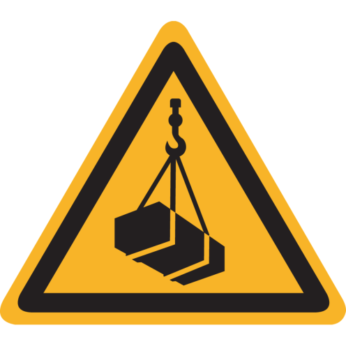 Bord met pictogram Gevaar voor hangende last - ISO 7010 - W015