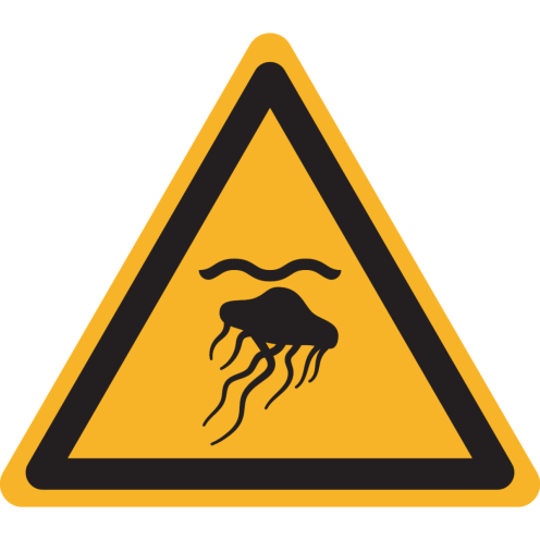 Bord met pictogram "Waarschuwing Kwallen" - ISO 7010 - W069