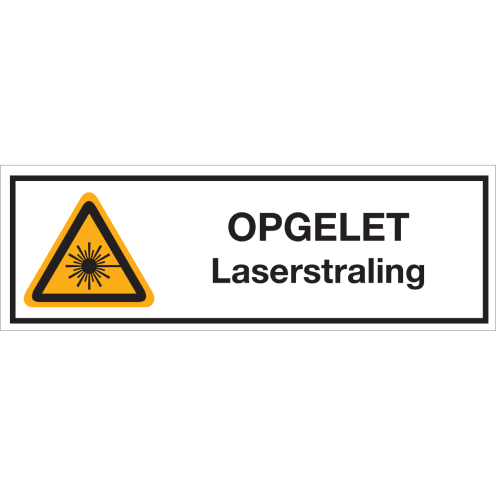 Bord met pictogram en tekst OPGELET laserstraling - ISO7010 - W004