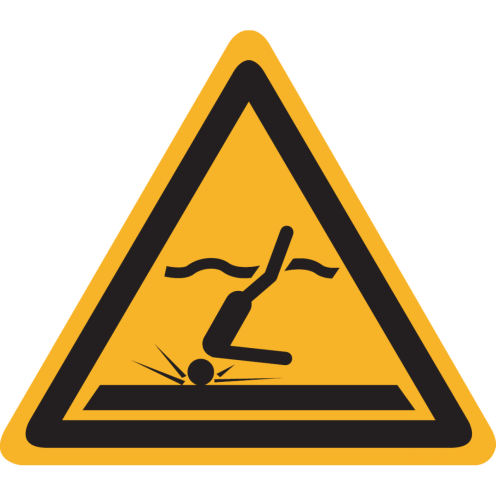 Bord met pictogram "Gevaar voor ondiep water" - ISO 7010 - W048