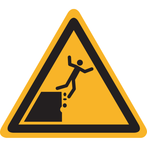 Bord met pictogram "Waarschuwing Valgevaar Onstabiele Rand" - ISO 7010 - W052