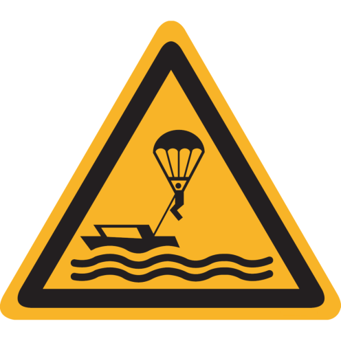 Bord met pictogram "Waarschuwing Parasailing" - ISO 7010 - W063