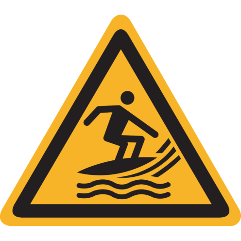 Bord met pictogram "Waarschuwing Surf Gebied" - ISO 7010 - W046