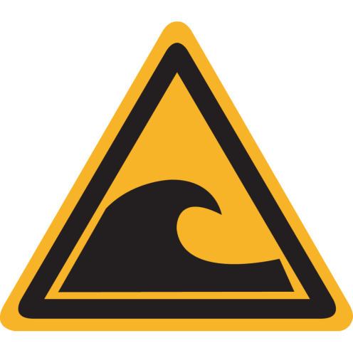 Bord met pictogram "Waarschuwing Tsunami Gebied" - ISO 7010 - W056