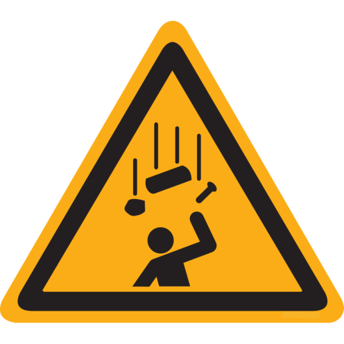 Bord met pictogram gevaar voor vallende voorwerpen - ISO 7010 - W035