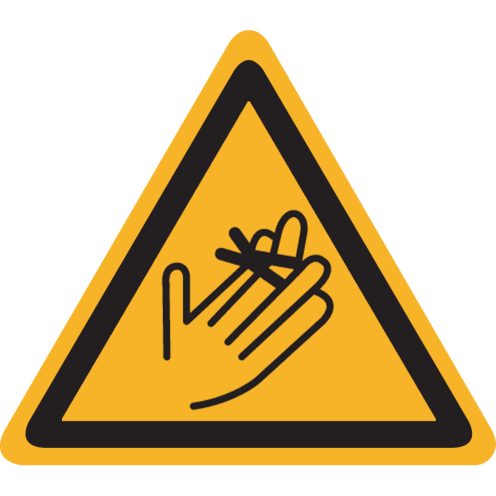 Bord met pictogram "Waarschuwing gevaar voor handen - vingers"