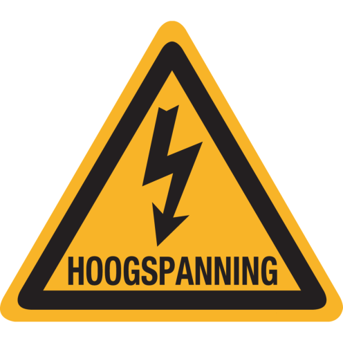 Bord met pictogram "Waarschuwing Hoogspanning" - ISO 7010 - W012