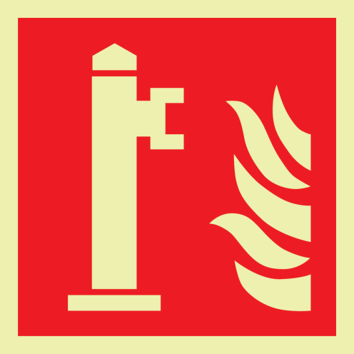 Fotoluminescerend bord met pictogram van een brandkraan / hydrant