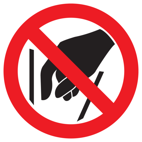 Bord met pictogram ingrijpen verboden