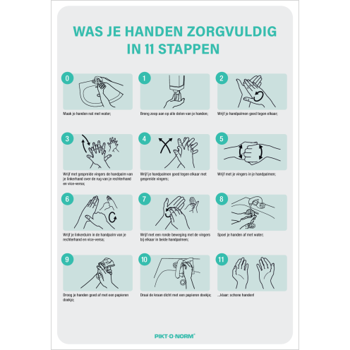 Bord met instructie handen wassen