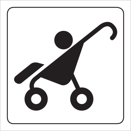Wit bord met pictogram voor aanduiden stalling kinderwagens