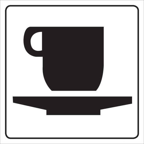 Wit bord met pictogram voor aanduiden koffie corner