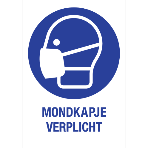 Bord met pictogram en tekst Mondmasker verplicht - ISO7010 - M016