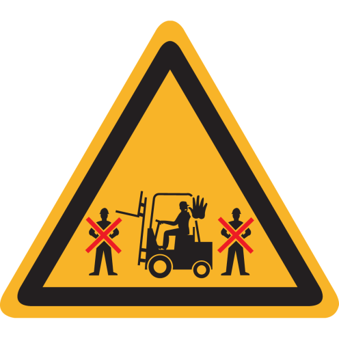 Bord met pictogram niet voor of achter heftruck