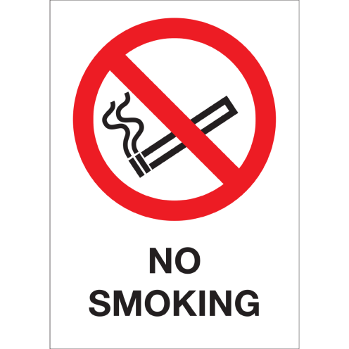 Bord met pictogram en tekst No smoking