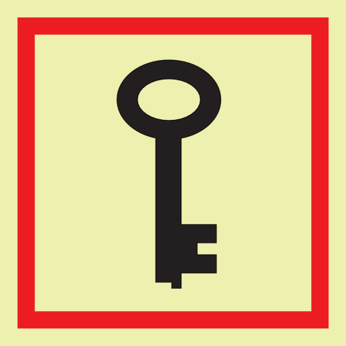 Fotoluminescerend bord met pictogram van een noodsleutel
