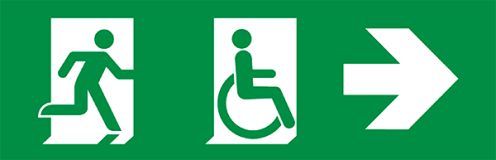 Bord Nooduitgang rechts beperkte mobiliteit