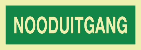 Fotoluminescerend bord met tekst Nooduitgang