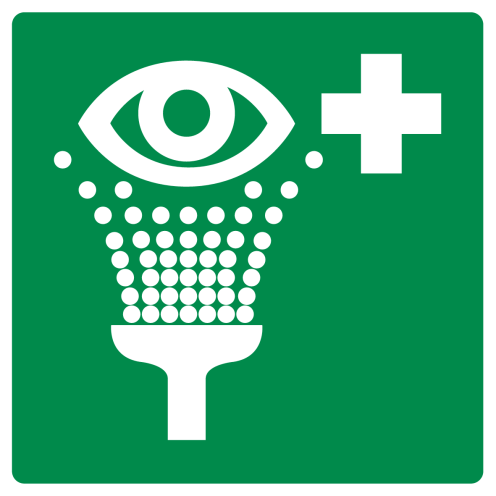 Bord met pictogram oogdouche