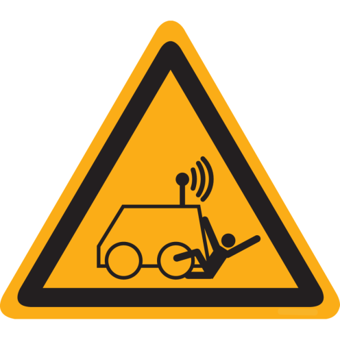 Bord met pictogram gevaar op afstand bedienbare machine - ISO 7010 - W037