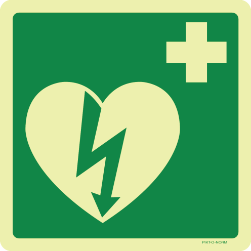 Fotoluminescerend bord met pictogram AED - ILCOR