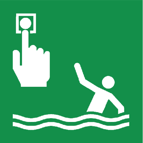 Bord met pictogram melder persoon overboord