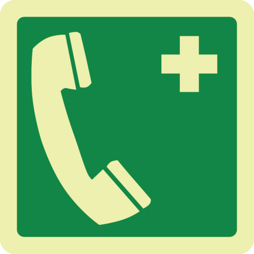 Fotoluminescerend bord met pictogram noodtelefoon ISO 7010