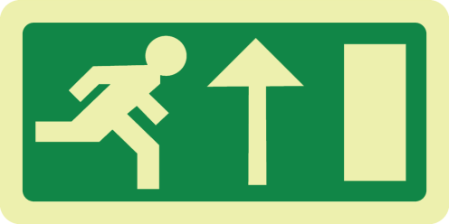 Fotoluminescerend bord met pictogram nooduitgang rechtdoor