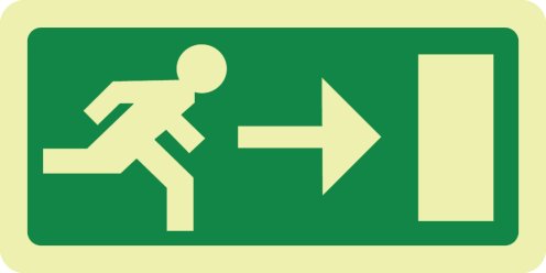 Fotoluminescerend bord met pictogram nooduitgang rechts