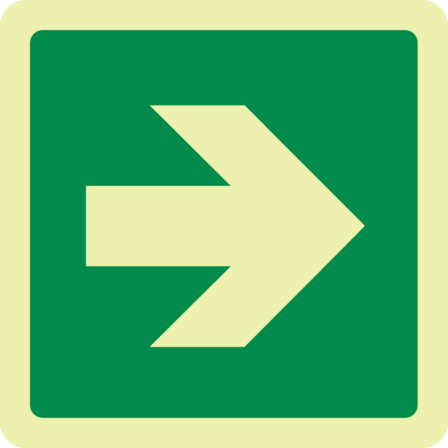 Fotoluminescerend bord met pictogram pijl groen ISO 7010