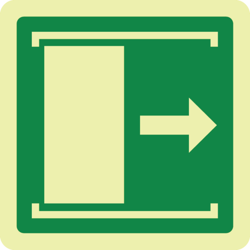 Fotoluminescerend bord met pictogram schuifdeur rechts ISO 7010