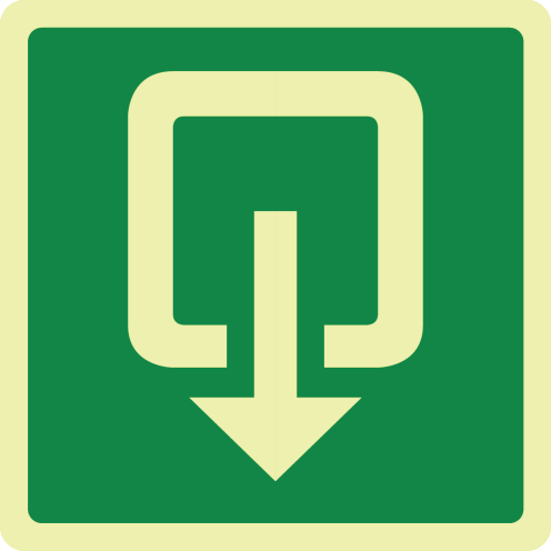 Fotoluminescerend bord met pictogram uitgang