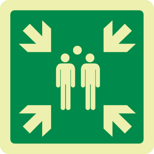 Fotoluminescerend bord met pictogram verzamelplaats ISO 7010