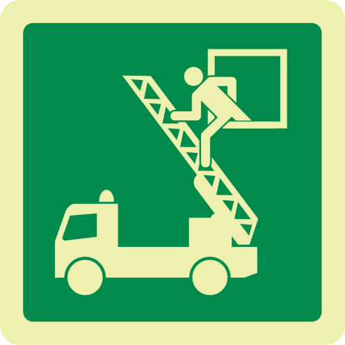 Fotoluminescerend bord met pictogram vluchtweg raam ISO 7010