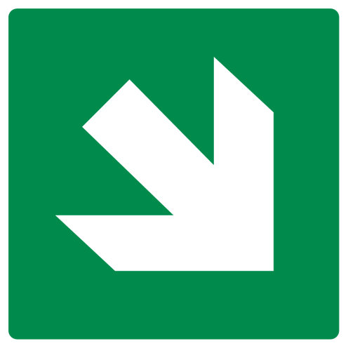 Bord met pictogram pijl groen diagonaal ISO 7010