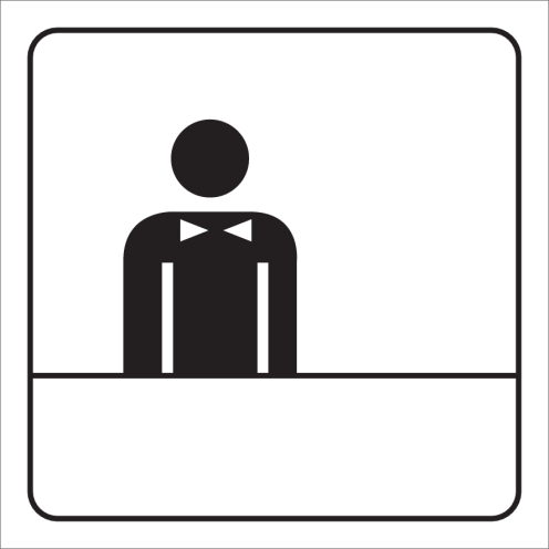 Wit bord met pictogram voor aanduiden receptie