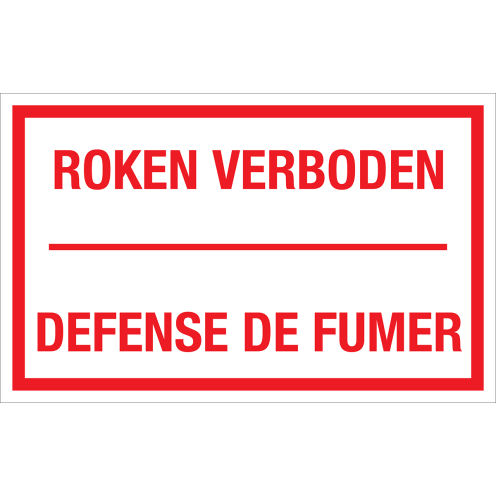 Bord Roken Verboden - 2 talen NL en FR - wit tekstbord met rode tekst